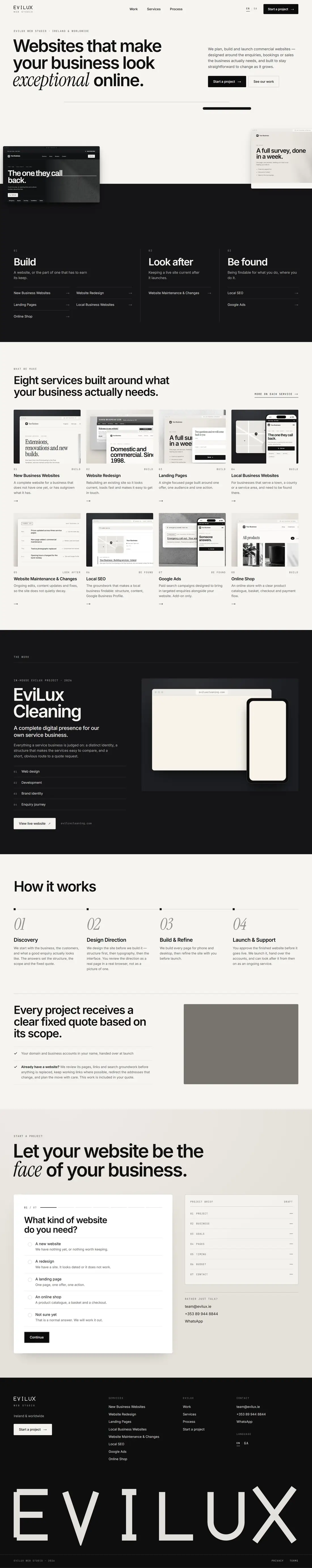 Сайт evilux.ie: версія для комп’ютера